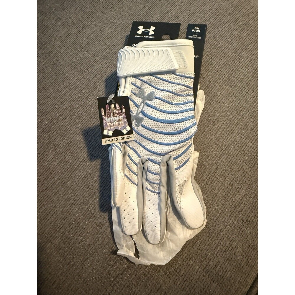 Under Armour UA Blur Football Gloves SM White Blue Hollywood Limited Edition